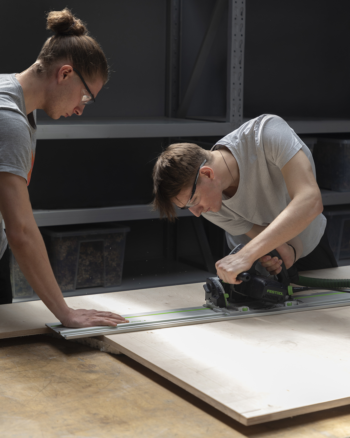 Panel being cut