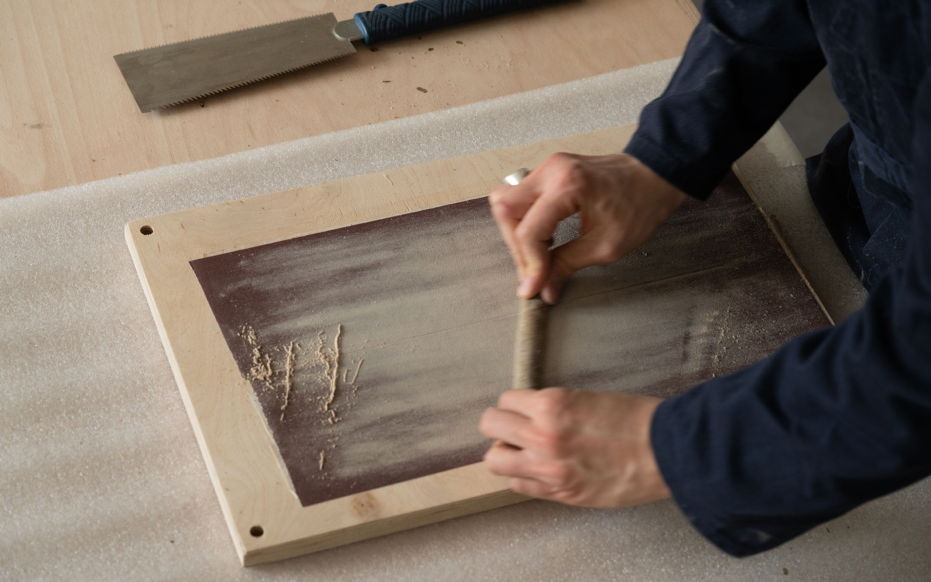 Sanding the twigs